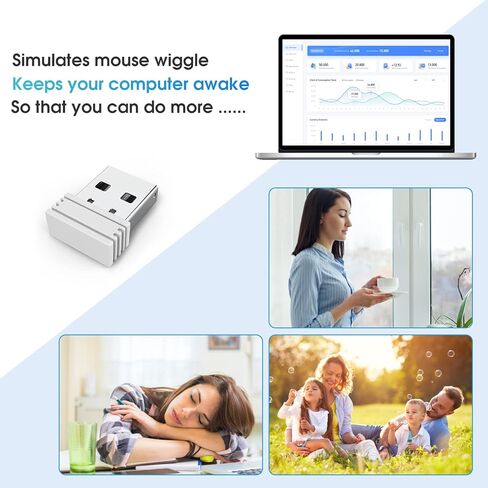 OUPARY Mouse Jiggler للكمبيوتر المحمول، محرك الماوس، هزاز غير قابل للاكتشاف، Jiggler بدون تثبيت برنامج التشغيل، يحاكي حركة الماوس لإبقاء الكمبيوتر مستيقظًا، توصيل USB Jiggler وتشغيله باللون الأسود in Kuwait