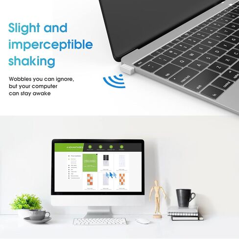 OUPARY Mouse Jiggler للكمبيوتر المحمول، محرك الماوس، هزاز غير قابل للاكتشاف، Jiggler بدون تثبيت برنامج التشغيل، يحاكي حركة الماوس لإبقاء الكمبيوتر مستيقظًا، توصيل USB Jiggler وتشغيله باللون الأسود in Kuwait