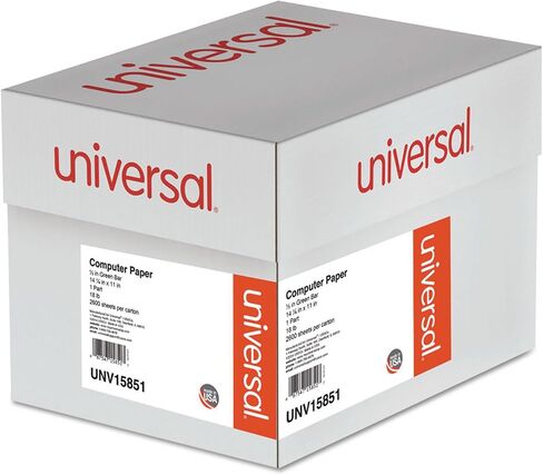 ورق كمبيوتر Universal 15851 Green Bar، 18 رطل، 14-7/8 × 11، هوامش مثقوبة، 2600 ورقة in Kuwait