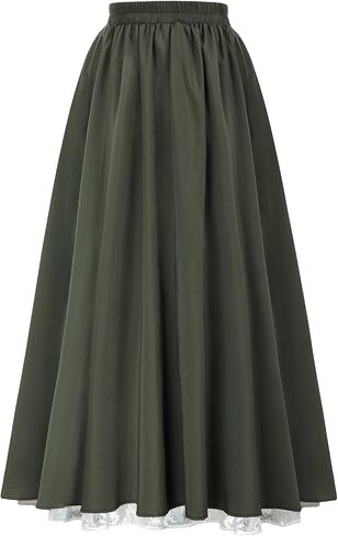 Renaissance Skirt Women Double Layered Victorian Pirate Maxi Long Skirts Brown S in Saudi Arabia