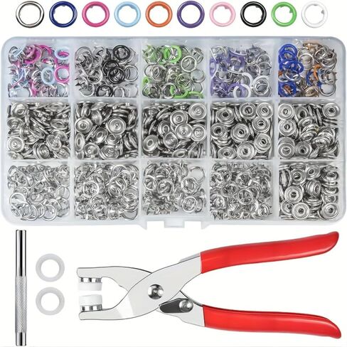 200PCS Metal Snaps Buttons with Fastener Pliers Press Tool Kit Perfect for DIY Crafts Clothes Hats and Sewing, Snap Button Fasteners Kit in Saudi Arabia