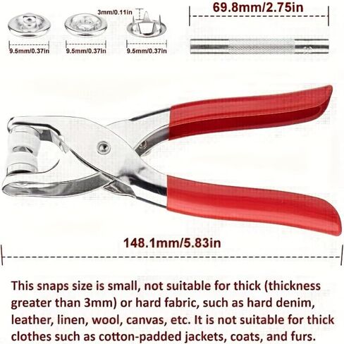200PCS Metal Snaps Buttons with Fastener Pliers Press Tool Kit Perfect for DIY Crafts Clothes Hats and Sewing, Snap Button Fasteners Kit in Saudi Arabia