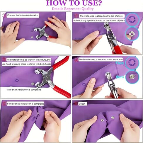 200PCS Metal Snaps Buttons with Fastener Pliers Press Tool Kit Perfect for DIY Crafts Clothes Hats and Sewing, Snap Button Fasteners Kit in Saudi Arabia