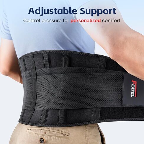 FEATOL Back Brace for Men Lower Back, Lumbar Support Belt- Back Pain, Adjustable Support Straps with Removable Lumbar Pad for Heavy Lifting Work, Black, Plus Size L/XL in Saudi Arabia