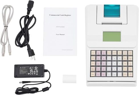 ماكينة تسجيل النقود الإلكترونية للشركات الصغيرة مزودة بدرج وLCM وطابعة حرارية عالية السرعة، ونظام نقاط البيع بـ 48 مفتاحًا للبيع بالتجزئة والمطاعم والسوبر ماركت باللونين الأبيض والأسود، 110 فولت in Kuwait