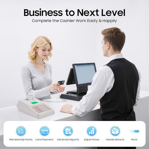 ماكينة تسجيل النقود الإلكترونية للشركات الصغيرة مزودة بدرج وLCM وطابعة حرارية عالية السرعة، ونظام نقاط البيع بـ 48 مفتاحًا للبيع بالتجزئة والمطاعم والسوبر ماركت باللونين الأبيض والأسود، 110 فولت in Kuwait