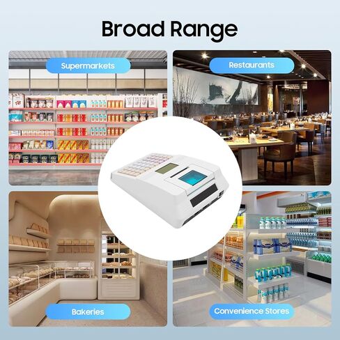 ماكينة تسجيل النقود الإلكترونية للشركات الصغيرة مزودة بدرج وLCM وطابعة حرارية عالية السرعة، ونظام نقاط البيع بـ 48 مفتاحًا للبيع بالتجزئة والمطاعم والسوبر ماركت باللونين الأبيض والأسود، 110 فولت in Kuwait