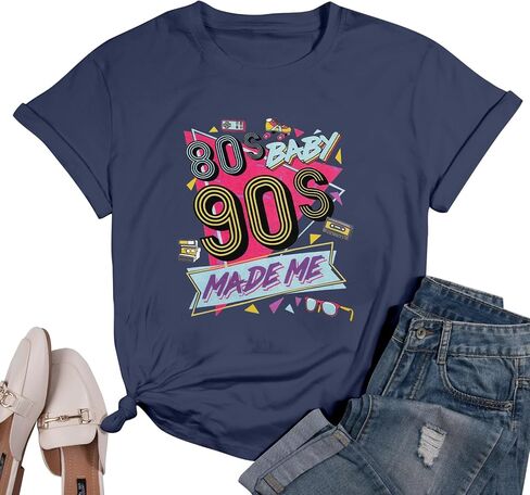 تي شيرت FLOYU 80s Baby 90s Made Me 90s للسيدات تي شيرت 90s ملابس علوية عتيقة 80s 90s تي شيرت غير رسمي 90s قمصان الحفلات in Saudi Arabia