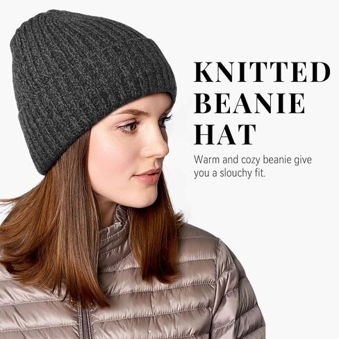 قبعة شتوية من OZERO Knit Beanie، قبعة جمجمة ثلجية من الصوف القطبي الحراري السميك للرجال والنساء - مقاس واحد بيج in Saudi Arabia