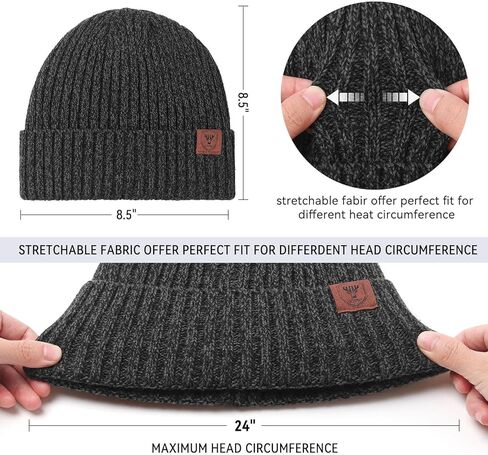 قبعة شتوية من OZERO Knit Beanie، قبعة جمجمة ثلجية من الصوف القطبي الحراري السميك للرجال والنساء - مقاس واحد بيج in Saudi Arabia
