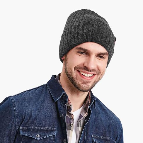 قبعة شتوية من OZERO Knit Beanie، قبعة جمجمة ثلجية من الصوف القطبي الحراري السميك للرجال والنساء - مقاس واحد بيج in Saudi Arabia