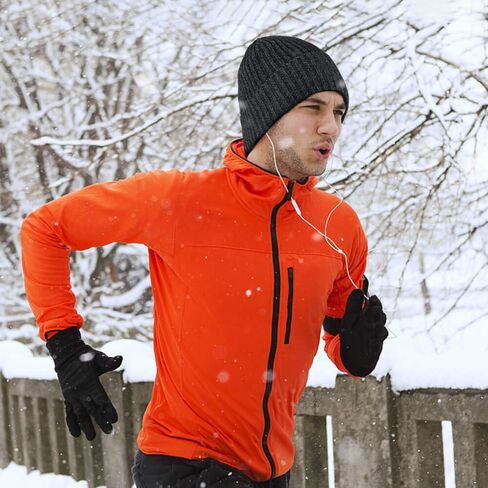 قبعة شتوية من OZERO Knit Beanie، قبعة جمجمة ثلجية من الصوف القطبي الحراري السميك للرجال والنساء - مقاس واحد بيج in Saudi Arabia