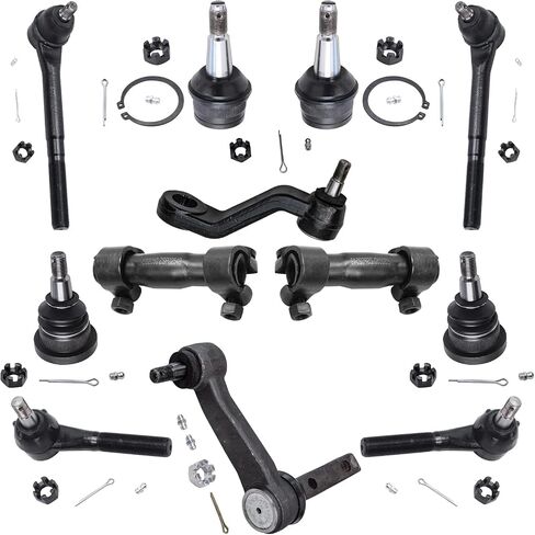 محور ديترويت - طقم تعليق أمامي 2WD 12 قطعة لـ 94-96 دودج رام 1500، قضبان ربط مفاصل كروية ذراع بيتمان وأكمام تعديل الذراع 1994 1995 1996 in Saudi Arabia