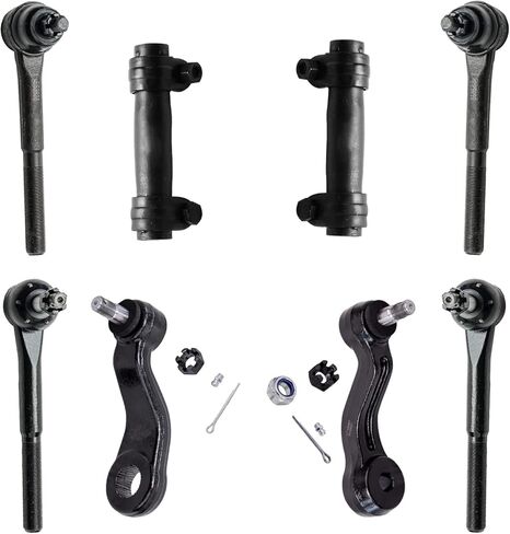 Detroit Axle - 4WD Front 10pc Gear Box Kit for Cadillac Escalade Chevy Blazer GMC Yukon K1500 K2500 Suburban, Power Steering Gear Box Tie Rods Adjusting Sleeves Idler Pitman Arm Bracket Replacement in Saudi Arabia