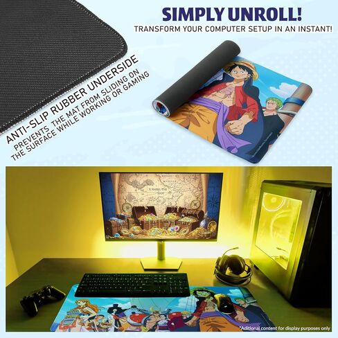 One Piece Gaming Desk Mat for Teens, Adults, 31.5 x 13.8" Non-Slip Surface, Anime Mouse Pad, Desk Decor, Gaming Mousepad, Gifts for Gamers (Multi One Piece) in Saudi Arabia