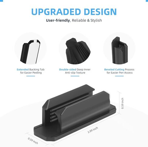 10 قطع من حامل الأقلام، حامل أقلام لاصق مطور للمكتب، حامل أقلام رصاص من السيليكون المرن، مشبك لمشبك حائط المكتب، مستلزمات المعلم الأساسية للمكتب، أسود in Kuwait