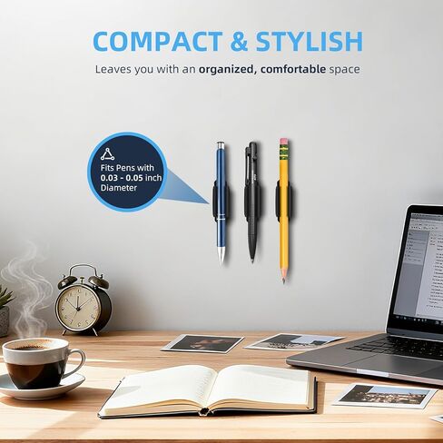 10 قطع من حامل الأقلام، حامل أقلام لاصق مطور للمكتب، حامل أقلام رصاص من السيليكون المرن، مشبك لمشبك حائط المكتب، مستلزمات المعلم الأساسية للمكتب، أسود in Kuwait