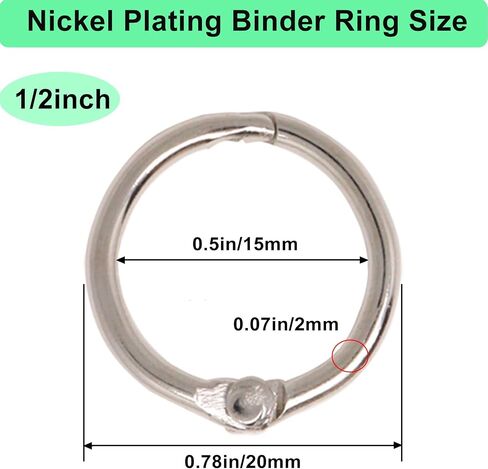 Binder Rings 1/2 inch, 50 Pack Loose Leaf Binder Ring, Nickel Plated Steel Binders Ring for Paper, Sliver Metal Rings for Index Cards and School in Saudi Arabia