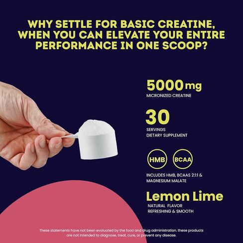Creatine Monohydrate 5g with BCAAs –Support Muscles, Cellular Energy and Cognitive Function* – Watermelon Micronized Powder – 30 Servings Keto Friendly - Gluten-Free in Saudi Arabia
