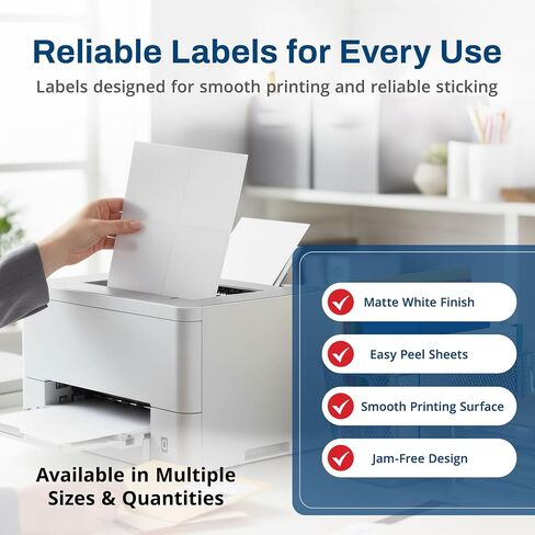 Printable Matte White Shipping Labels Stickers – 4" x 5" Laser/Inkjet Compatible (4 per Sheet) 25 Sheets - 100 Total Multipurpose Self-Adhesive Labels to Write on/Print On | Made in USA in Saudi Arabia
