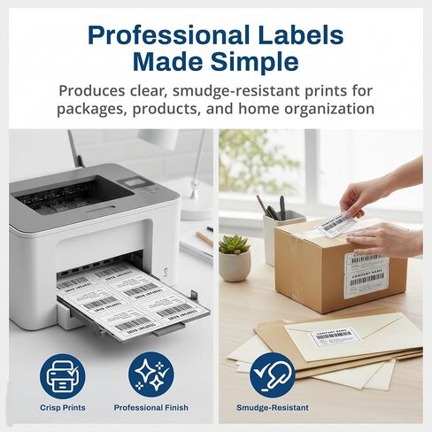 Printable Matte White Shipping Labels Stickers – 4" x 5" Laser/Inkjet Compatible (4 per Sheet) 25 Sheets - 100 Total Multipurpose Self-Adhesive Labels to Write on/Print On | Made in USA in Saudi Arabia