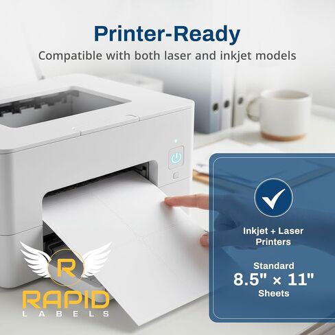 Printable Matte White Shipping Labels Stickers – 4" x 5" Laser/Inkjet Compatible (4 per Sheet) 25 Sheets - 100 Total Multipurpose Self-Adhesive Labels to Write on/Print On | Made in USA in Saudi Arabia
