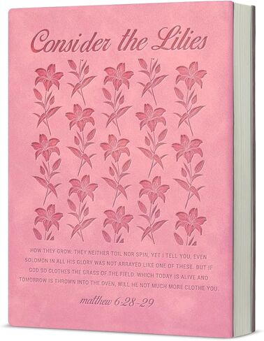 Pink Lily Flowers Journal Religious Bible Verse Notebook Spiritual Gifts for Women Catholic, Consider the Lilies Scripture Pink Journal Notebook in Saudi Arabia