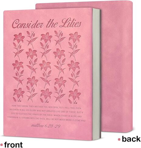 Pink Lily Flowers Journal Religious Bible Verse Notebook Spiritual Gifts for Women Catholic, Consider the Lilies Scripture Pink Journal Notebook in Saudi Arabia