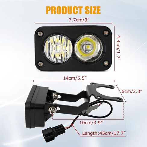 مجموعة المصابيح الأمامية للدراجات النارية من PSLER - مع حزام وقوس محول، من أجل Talaria Sting R MX4 X3، Suron Segway X260 Ebike Light، 20W 6000-6500K Spot/Flood Light Pods Combo Kit، 3 بوصة، ضوء أبيض in Kuwait