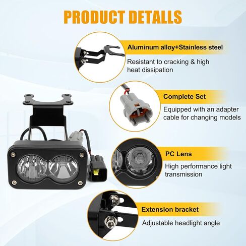مجموعة المصابيح الأمامية للدراجات النارية من PSLER - مع حزام وقوس محول، من أجل Talaria Sting R MX4 X3، Suron Segway X260 Ebike Light، 20W 6000-6500K Spot/Flood Light Pods Combo Kit، 3 بوصة، ضوء أبيض in Kuwait