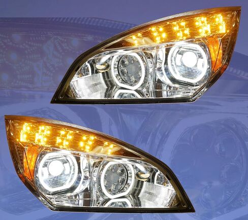 QSC Truck Parts Full LED Performance Headlight Assemblies Pair Freightliner Cascadia 2018-2024 in Saudi Arabia