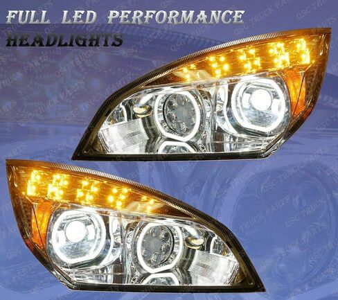 QSC Truck Parts Full LED Performance Headlight Assemblies Pair Freightliner Cascadia 2018-2024 in Saudi Arabia