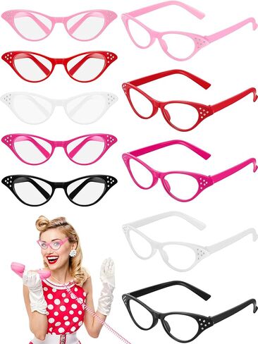 Kanayu 35 Pairs Cat Eye Glasses Rhinestone Vintage Cateye Sunglasses Retro 50s 60s Costume Eyewear for Women Hip Hop Dress up Halloween Party Favor in Kuwait