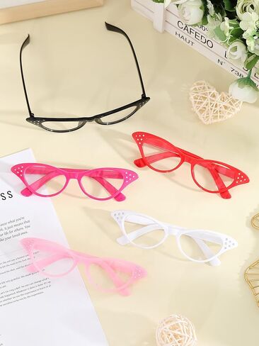 Kanayu 35 Pairs Cat Eye Glasses Rhinestone Vintage Cateye Sunglasses Retro 50s 60s Costume Eyewear for Women Hip Hop Dress up Halloween Party Favor in Kuwait