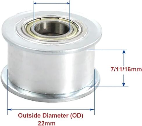 HTD 24 Teeth Synchronous Timing Belt Idler Pulley, White Aluminum, 3M Profile, Compatible with 6mm/10mm/15mm Belt Width, Integrated Bearing (4mm Smooth 22mm OD for Belt Width 10mm 1pcs) in Saudi Arabia