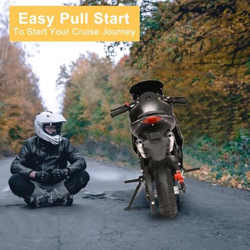 Dirt Bike Gas Power Motocros 49cc 4-Stroke Pocket Rocket Motorcycle, Mini Motorcycle, Gas Pocket Motorbike with Front Rear Disc Brakes, Racing Max Speed 25MPH, Dual Headlights Black in Saudi Arabia