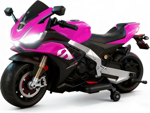 Aprilia Licensed 24V Kids Electric Motorcycle, 7.5MPH Ride-On Toy with Bluetooth Music, All-Terrain Tires & Training Wheels for Boys Ages 3-6,51 * 31 * 22, (Pink, 24V) in Saudi Arabia