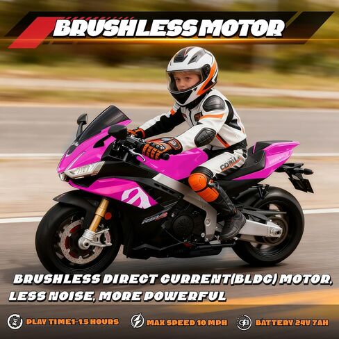 Aprilia Licensed 24V Kids Electric Motorcycle, 7.5MPH Ride-On Toy with Bluetooth Music, All-Terrain Tires & Training Wheels for Boys Ages 3-6,51 * 31 * 22, (Pink, 24V) in Saudi Arabia