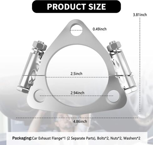 Triangular 2.5" ID Car Split Exhaust Flange,Sturdy Car Split Flange Adapts to 2.25" Flared Y-type Exhaust Pipe,Professional Cars Exhausts Flanges Cars Accessories in Saudi Arabia