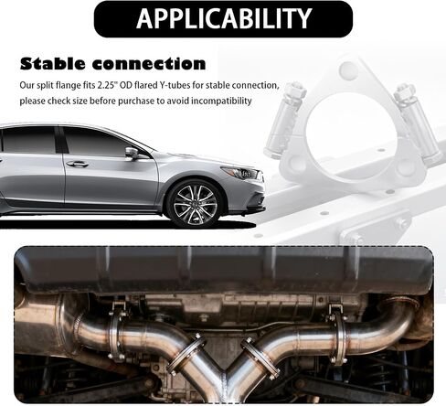 Triangular 2.5" ID Car Split Exhaust Flange,Sturdy Car Split Flange Adapts to 2.25" Flared Y-type Exhaust Pipe,Professional Cars Exhausts Flanges Cars Accessories in Saudi Arabia