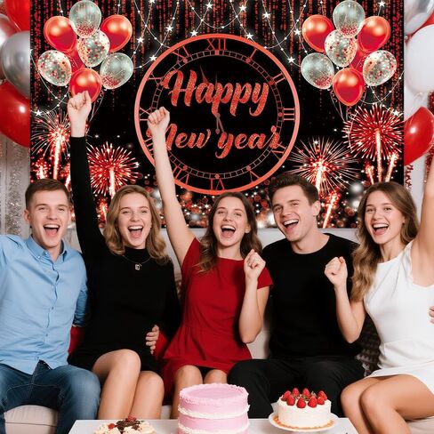 MEHOFOND Happy New Year Backdrop Hello 2024 NYE Cheers Party Decorations Blue Sliver and Black Photography Background Kiss Me At Midnight New Year'S Eve Festival Party Supplies Photobooth Banner 7x5ft in Saudi Arabia