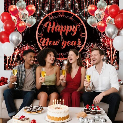 MEHOFOND Happy New Year Backdrop Hello 2024 NYE Cheers Party Decorations Blue Sliver and Black Photography Background Kiss Me At Midnight New Year'S Eve Festival Party Supplies Photobooth Banner 7x5ft in Saudi Arabia