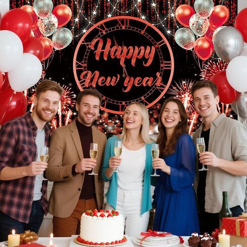 MEHOFOND Happy New Year Backdrop Hello 2024 NYE Cheers Party Decorations Blue Sliver and Black Photography Background Kiss Me At Midnight New Year'S Eve Festival Party Supplies Photobooth Banner 7x5ft in Saudi Arabia
