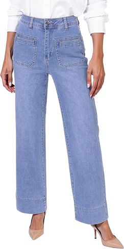 GRAPENT Wide Leg Jeans Woman Trendy High Waisted Patch Pocket Stretchy Denim Pants Vintage Casual Trouser Jeans in Saudi Arabia