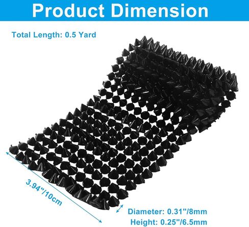 0.5 Yard Spike Stud Trim Roll - Plastic Cone Rivets Flatback Sew Stitch/Glue on for DIY Punk Gothic Rivet Decoration (Black) in Kuwait