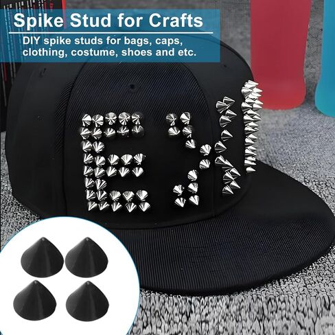 0.5 Yard Spike Stud Trim Roll - Plastic Cone Rivets Flatback Sew Stitch/Glue on for DIY Punk Gothic Rivet Decoration (Black) in Kuwait