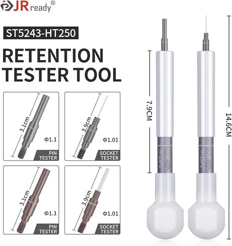 مجموعة أدوات قياس قوة الاحتفاظ JRready ST5244-HT250، أداة اختبار التوتر الكهربائي HT250-3 مع نصائح اختبار المقبس والدبوس توفر الوضع الصحيح لجهات الاتصال 20# 22# in Saudi Arabia