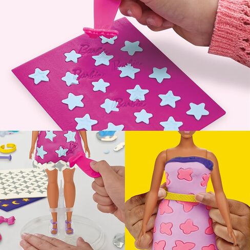 Play-Doh Barbie Sparkles and Gems Accessory Pack, 4 Refill Pattern Sheets of Modeling Compound, 8 Fashion Accessories, Kids Arts and Crafts, Kids, 5+ in Kuwait