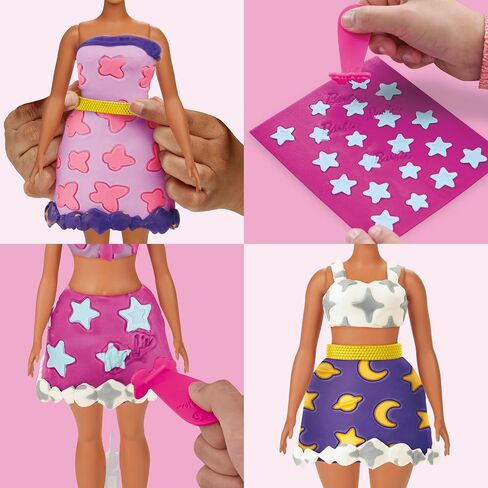 Play-Doh Barbie Sparkles and Gems Accessory Pack, 4 Refill Pattern Sheets of Modeling Compound, 8 Fashion Accessories, Kids Arts and Crafts, Kids, 5+ in Kuwait