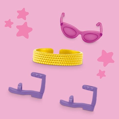 Play-Doh Barbie Sparkles and Gems Accessory Pack, 4 Refill Pattern Sheets of Modeling Compound, 8 Fashion Accessories, Kids Arts and Crafts, Kids, 5+ in Kuwait
